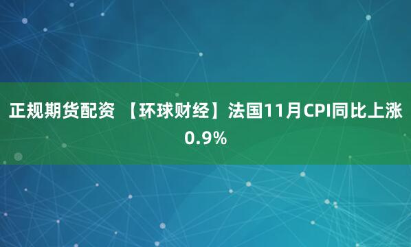 正规期货配资 【环球财经】法国11月CPI同比上涨0.9%
